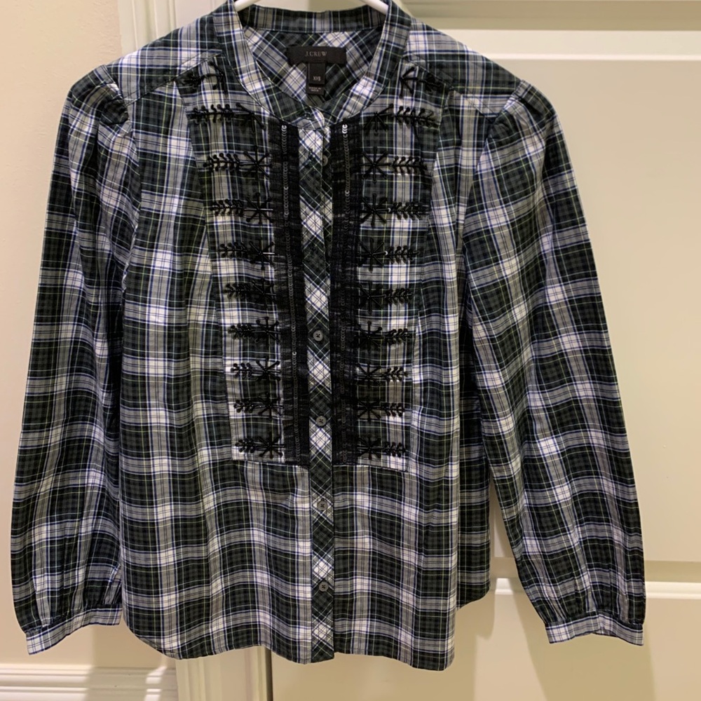 Jcrew plaid embellished button down